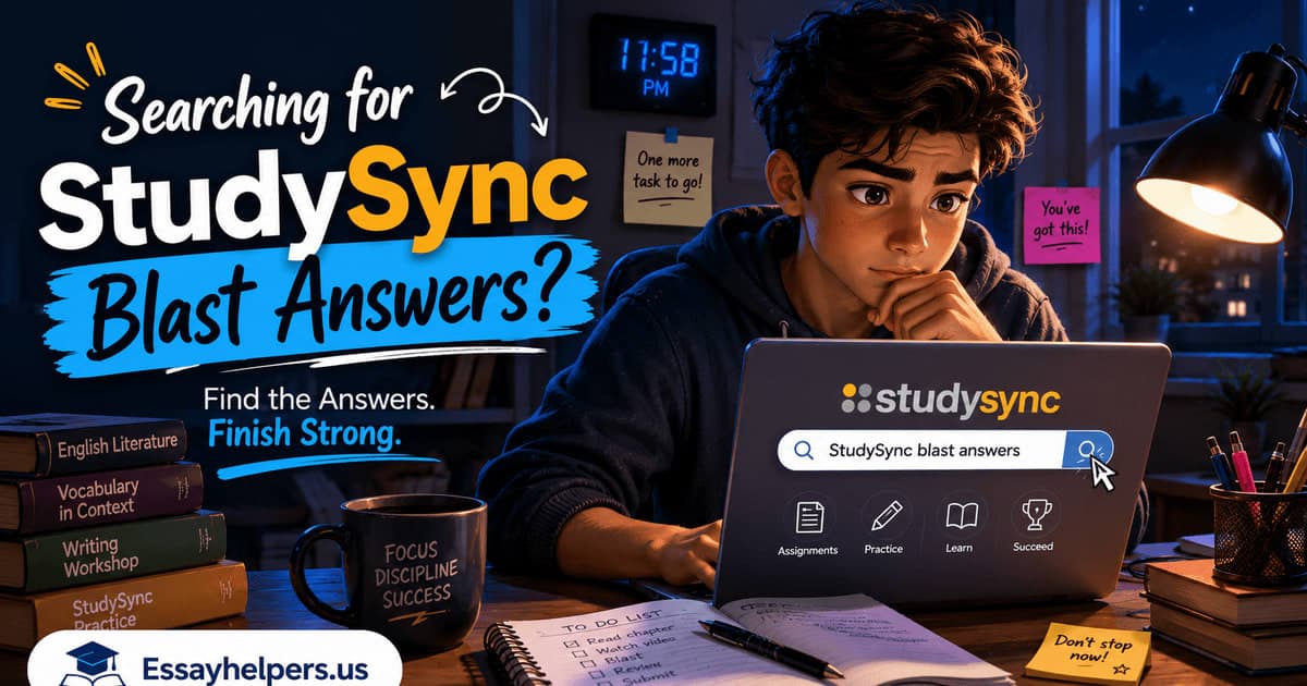 student searching for StudySync blast answers late at night