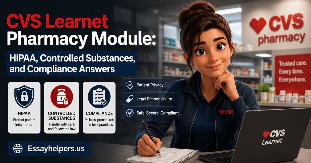 CVS Learnet pharmacy module: HIPAA, controlled substances, and compliance answers